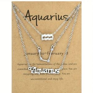 Aquarius Zodiac 3 Silver Necklace Set